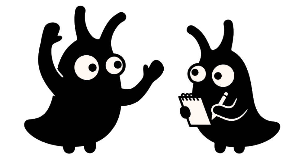 Two slug characters high-fiving